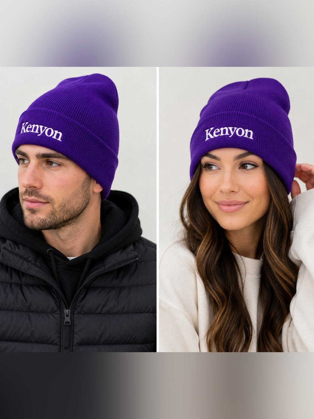 Port & Company Kenyon Purple Cuffed Knit Beanie Winter Hat Embroidered (Unisex)